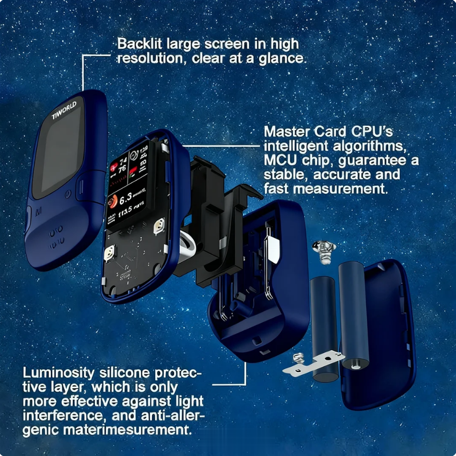 Exploded view of the TIWORLD monitor components and internal design