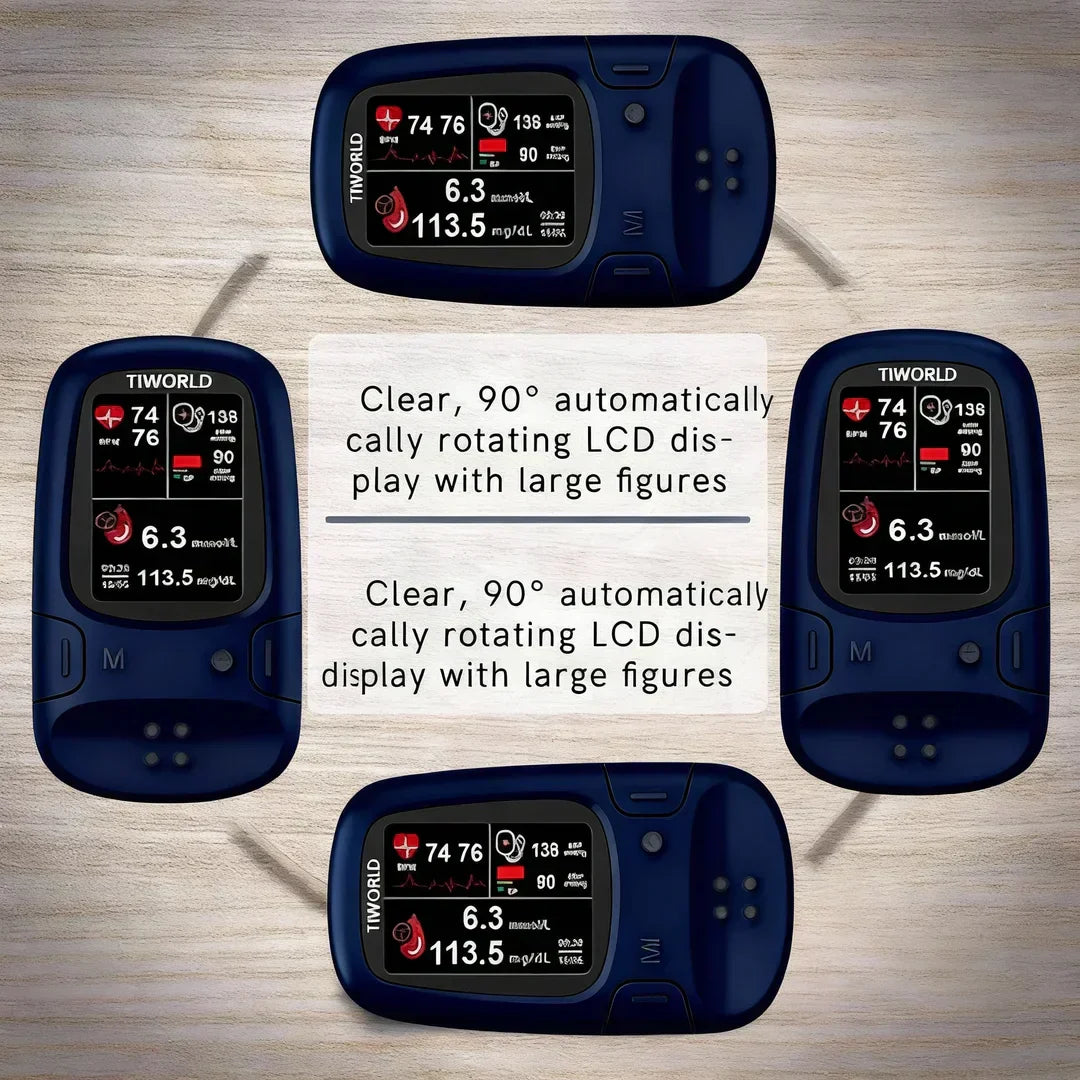 TIWORLD display shown in several rotating viewing positions